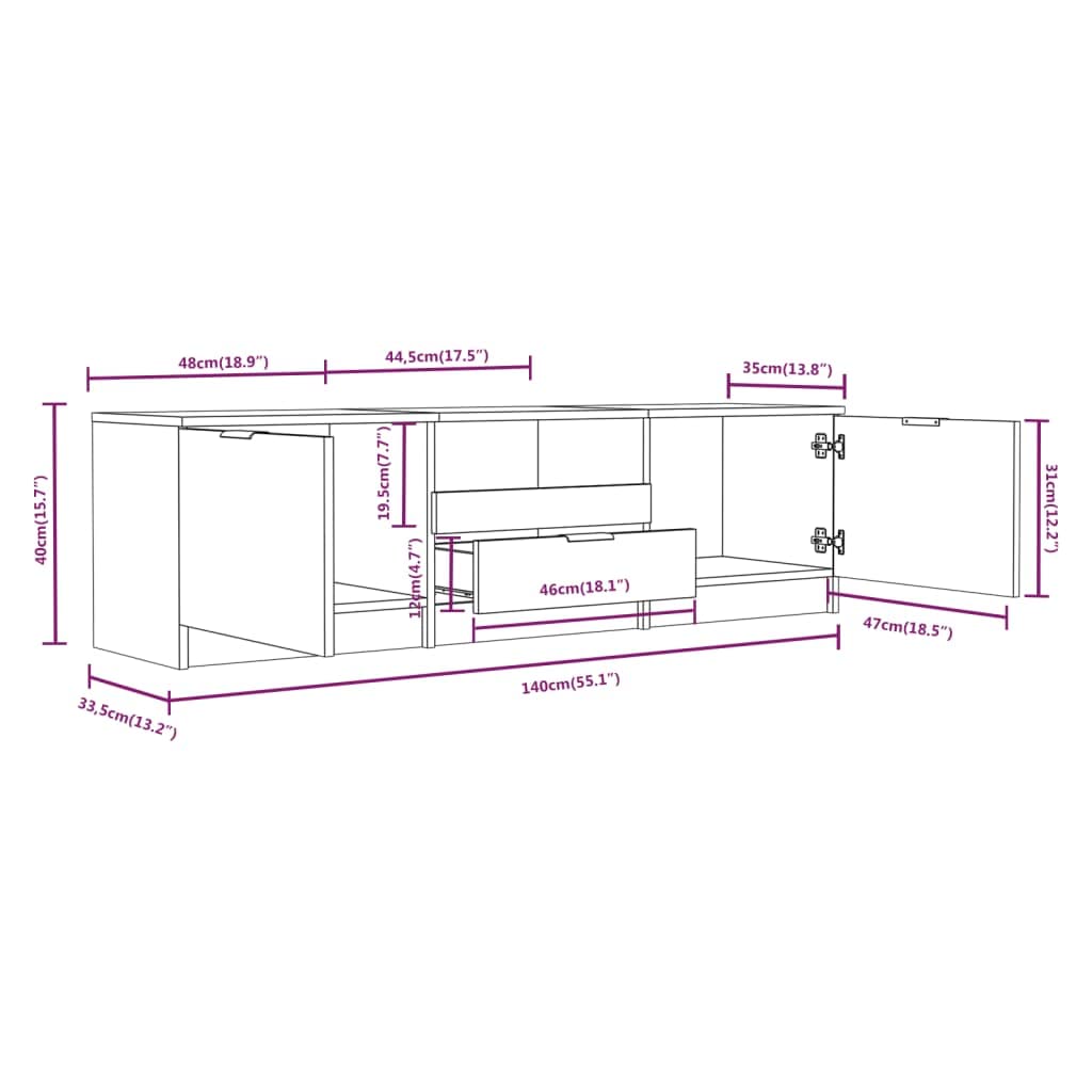 vidaXL Szafka RTV Biała 140x35x40 cm Drewno inżynieryjne