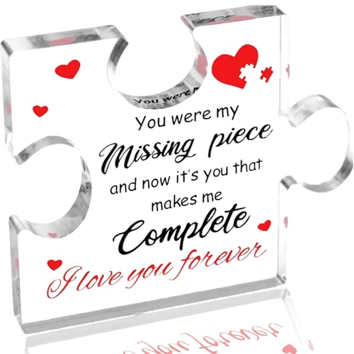 Gifts for Her/Him, Girlfriend Boyfriend Gifts - Puzzle Shaped Acrylic Plaque 10×8.2×1cm, Christmas Anniversary Valentines Birthday Gifts for Boyfriend Girlfriend Husband Wife