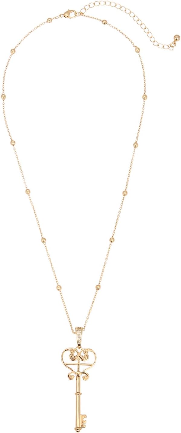 Key Pendant Necklace for Women 14K Gold-tone Plated Drop Necklace Jewelry Gifts For Her