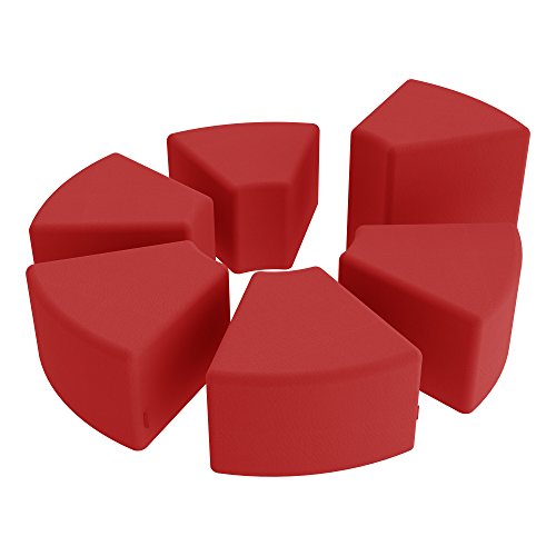 Image of Sprogs 18 inch H Structured Wedge Stool -Flexible Modular Collaborative Soft Seating for Office, Home, Lounge and School Classrooms with Durable Frame & Set of 2 inch Legs Add-on - Red
