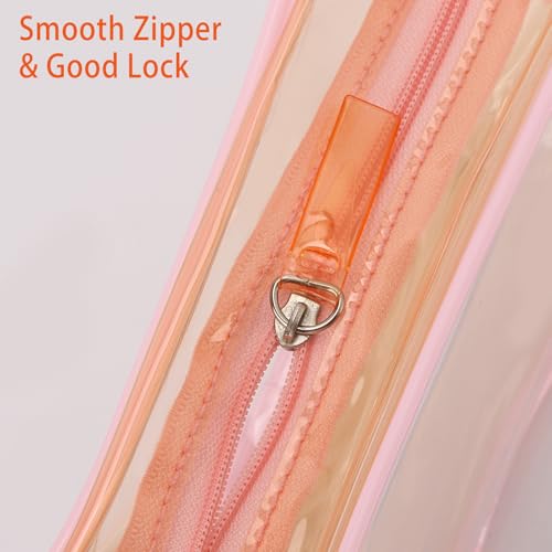 Tbestmax 4 Packs Cosmetic Bags Clear Makeup Bags Portable Travel Toiletry Bags Waterproof Cosmetic Organizer Pink(2M + 2L)2