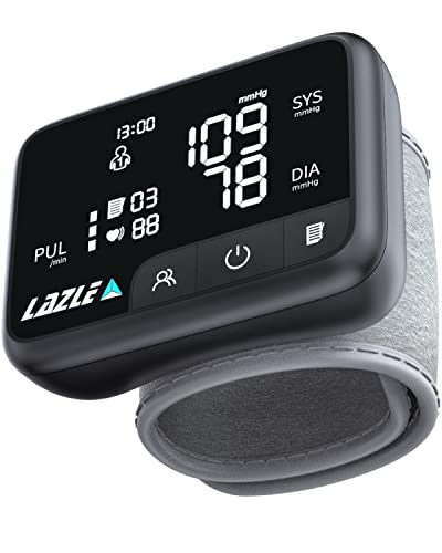 New 2022 LAZLE Wrist Blood Pressure Monitor with Voice, Blood Pressure Machine Have Large LCD Display - Digital Automatic Blood Pressure Wrist Cuff with Batteries and Carrying Case Included