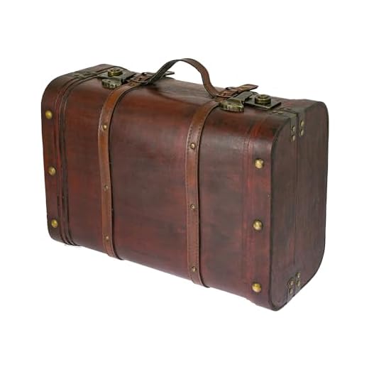 HMF 6412-145 Schatztruhe aus Holz, Vintage Koffer | 45 x 30,5 x 20 cm | Groß | Peru
