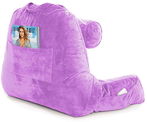 XXL Husband Pillow Light Purple Backrest with Arms - Adult Reading Pillow Shredded Memory Foam, Ultra-Comfy Removable Microplush Cover & Detachable Neck Roll, Unmatched Support Sit Up Bed Chair Pillow - Thumbnail 6