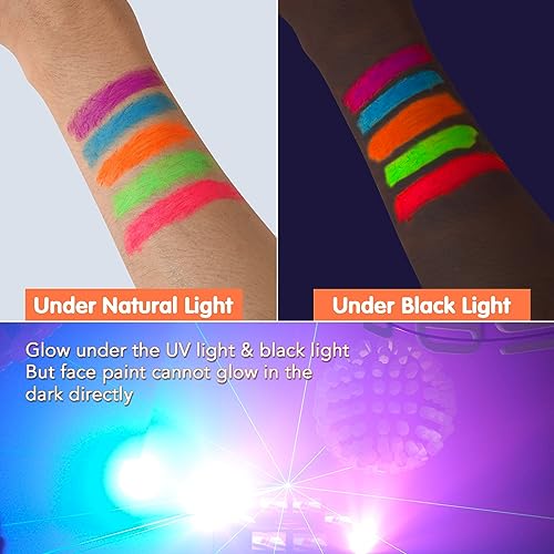 15PCS Glow in the Dark Body & Face Paint Stick,Makeup Face Paint Kit for Kids and Adults Halloween Club Black Light Birthday Party Masquerade Neon Glow Party Supplies - Image 6