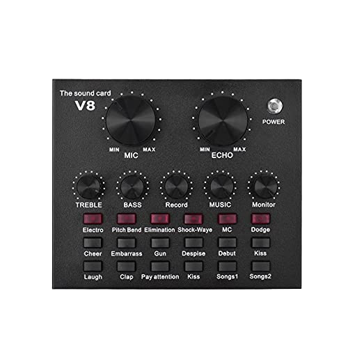 Btuty Tarjeta de sonido externa para mezclar audio USB con múltiples efectos de sonido, batería...