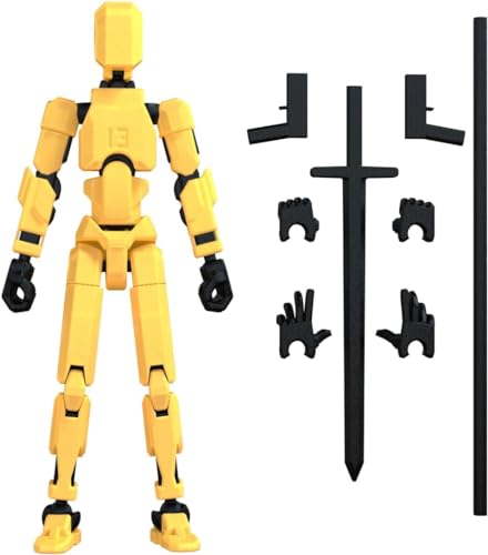 Image of DOOZLE T13 Action Figures, Assembly Completed 3D Printed Dummy Nova Titan Lucky 13 Figures, Multi-Jointed Movable Robot Toys for Display, Drawing & Desk Decor (1, Yellow)
