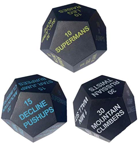 Series 8 Fitness Exercise Dice 2020 Edition - Beginner Bright Green, Intermediate Light Blue and Advanced Light Grey Set of 3