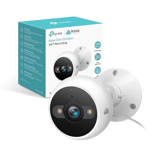 Kasa 2K+ Outdoor Wired Security Camera - Person/Motion Detection, 24/7 Recording, 2-Way Audio, Siren, Starlight Color Night Vision, Subscription-Free Local Storage or Optional Cloud, KC420WS
