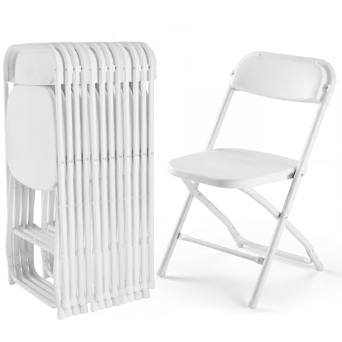 Image of DUMOS Folding Chairs Sets of 12, 330lbs Capacity Plastic Stackable Home Office Chair, Portable Fold Up for Indoor Outdoor, Patio, Camping, Garden, Party, White