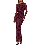 PRETTYGARDEN Women's Floral Bodycon Maxi Dress 2026 Spring Elegant Mesh Long Sleeve Formal Weddin...