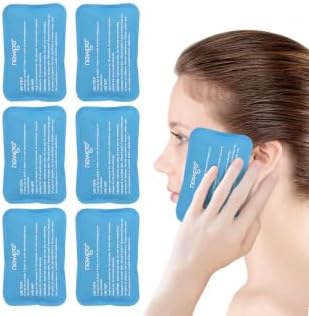 NEWGO Mini Ice Packs (6 Packs) Gel Cold Packs for Injuries Reusable, Face Ice Pack for Face Surgery, Teeth Pain, Tired Eyes, Kid's Boo Boos, Bruises, Headaches,Breastfeeding 4.5"X 3.2" Blue