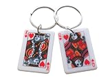 King & Queen of Hearts Playing Card Charm Keychains, For Couples, Anniversary Keychains