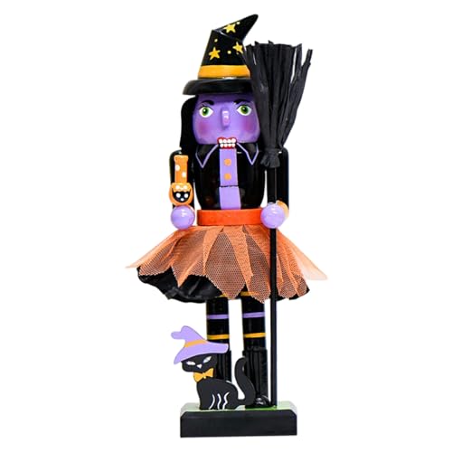 SMELEYOU Nutcrackers Figure da 10 pollici Ornamenti di schiaccianoci in legno Decorazioni di Halloween per lo scaffale da tavolo da festa di Halloween