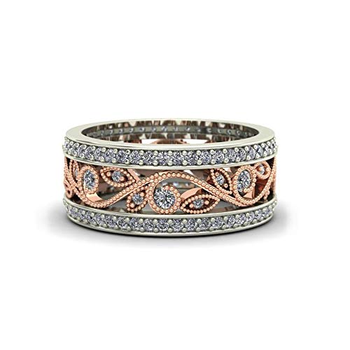 925 Sterling Silver Shiny Full Diamond Ring 18K Rose Gold Cubic Zirconia Rings CZ Diamond Multi Row Ring Eternity Engagement Wedding Band Ring for Women TZ.25 (US Code 10)4