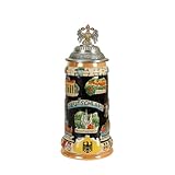 0.9L Beer Stein with Matel Pewter Lid Stanley Steel Germany Oktoberfest Tankard Eagle Bierkrug Drinking Glass Horn Coffee Mug Beer Stine Mug for Men for Beer Glasses