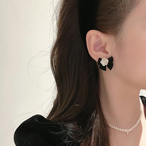 Kokoma Camellia Bow Knot Earrings for Women Girls Elegant Bow Ribbon Butterfly Knot Stud Earrings Wedding Statement Flower Dainty Ear Jewelry3