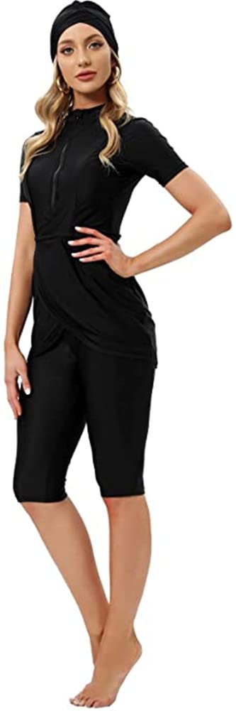 Short Sleeve Swimsuit Modest Swimwear for Women Modesty Swimming Costume Rash Guard Surfing Suit Beachwear Burkini (3XL, S8)