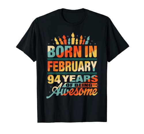 Febrero 1928 94 Años De Edad Regalos De Cumpleaños 94 Vela Gráfico Camiseta