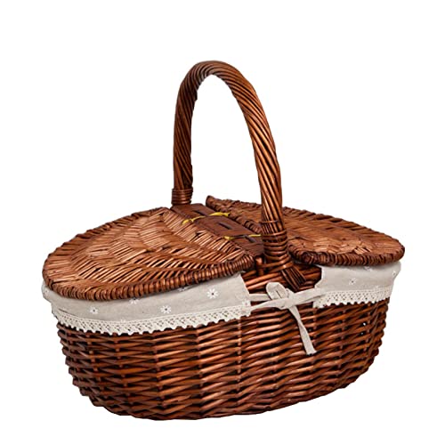 Panier à main en rotin panier de rangement et cueillette pour le camping