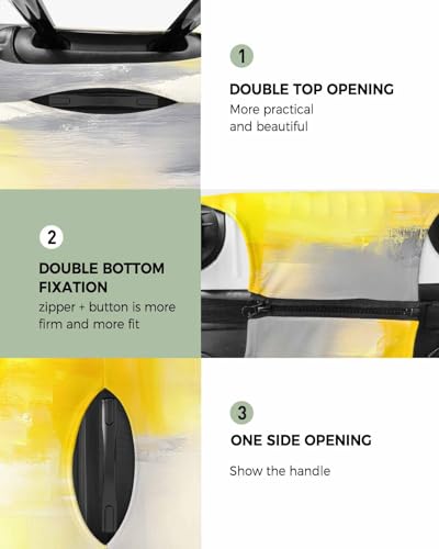 Ombre Texture Travel Luggage Cover, Yellow Grey Art Anti-scratch Travel Suitcase Protector Covers, Washable Elastic Baggage Covers Fit 22-25 Inch Carry on Luggage2