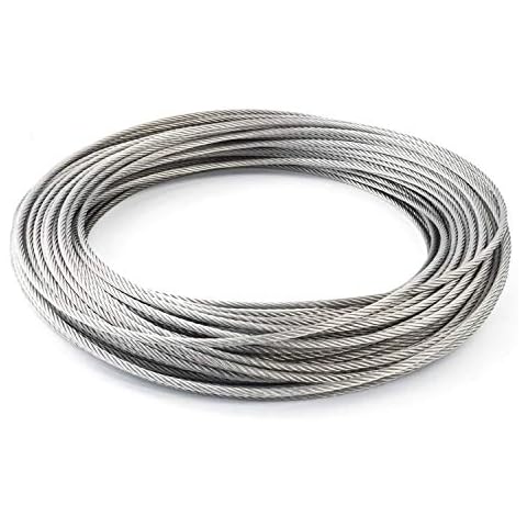 PauLi Edelstahldesign® Steel Cable (Diameter 3 mm / 50 m, 7 x 7 Medium Soft) A4 Stainless Steel Inox | Trellis Aids for Climbing Plants Attachment Awning 4 x 5 Pulley Steel Rope Stainless Steel Rope Cover
