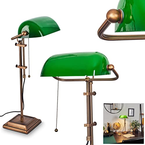 Klassische Bankerlampe, Retro Tischlampe aus Metall in Bronzefarben,...