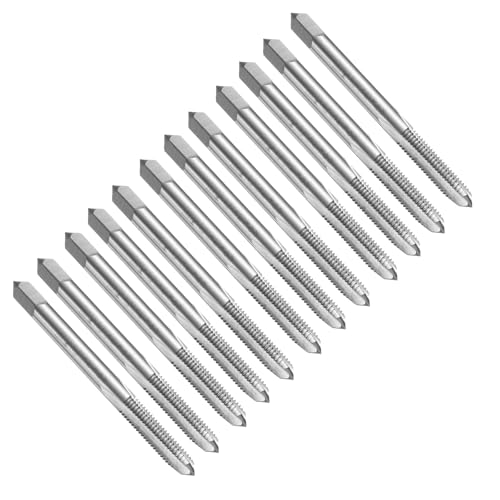 QUARKZMAN 12pcs Macho de Roscar de Flauta Recta, M5 x 0.8 Métrica Herramienta de Roscado Fresado de Roscas, Acero Rápido 6542 (HSS 6542)