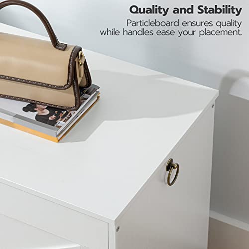 Hoobro Storage Chest, Retro Toy Box Organizer With U-Shaped Cut-Out Pull, Storage Bench, Safety Hinge, Sturdy Toy Chest, Wooden, Supports 220 Lb, Easy Assembly, White Wt771Cw01 #TOP7