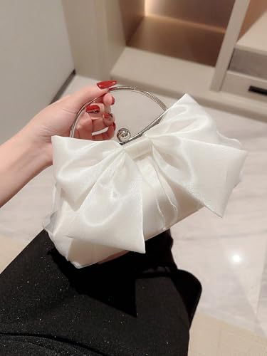 Image of Verdusa Women's Bowknot Evening Bag Ruched Clutch Purse Party Handbag with Chain Strap