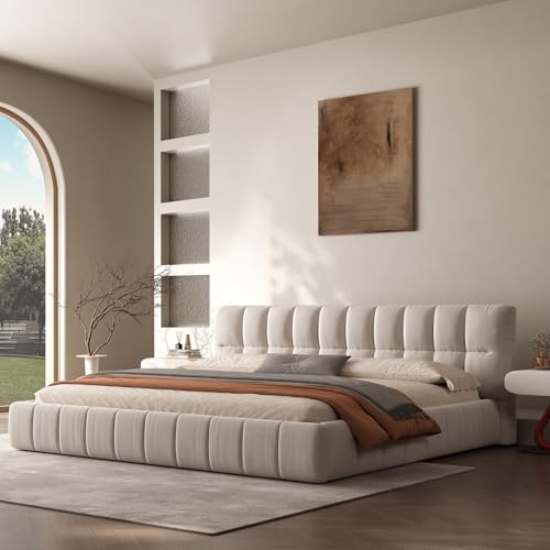 King Size Modem Cloud Bed Plalform Bed ithSof Thick Headtbard