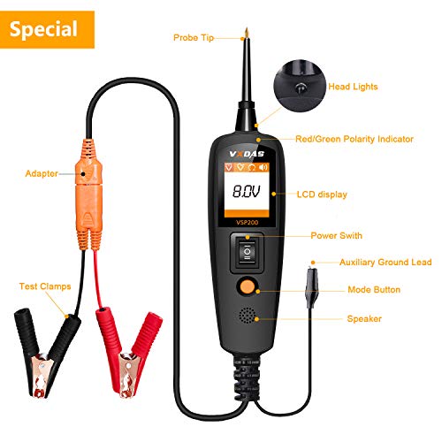 VXDAS VSP200 Automotive Circuit Tester Power Circuit Probe Kit - DC/AC Current Resistance Vehicle Voltage Signal Diagnostic Activating Components Tools for 12V/24V Electrical System Circuit Tester - Thumbnail 6