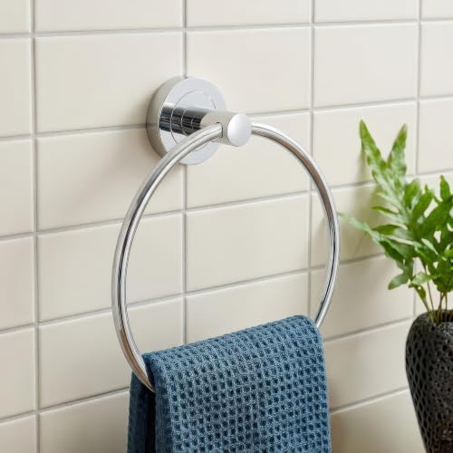 Image of Amazon Basics Stainless Steel Towel Ring for Bathroom | Towel Holder for Wash Basin | Hand Towel Hanger | Wall Mounted Towel Holder | Rustproof Towel Hanger for Washbasin