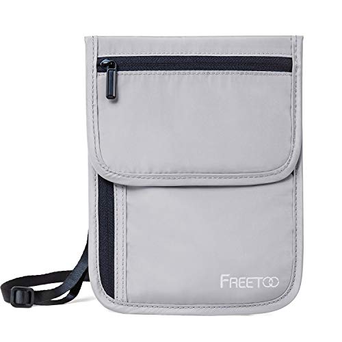 FREETOO Travel Neck Wallet Neck Pouch with RFID Blocking, Passport Holder Family Anti-Theft Hidden Passport Wallet for Men Women to Keep Your Passport Document and Credit Card Safe