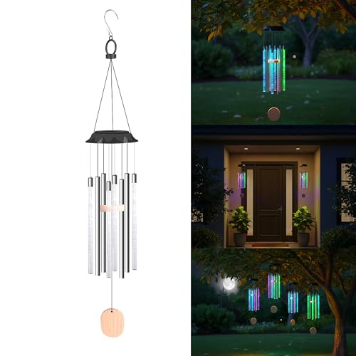 Homehop Solar Light Outdoor Home Garden Waterproof Multicolor Windchime | Solar Garden Light Autmatic With Musical Bubble Column LED Decorative Hanging Lamp for Balcony, Patio, Courtyard (ABS,8 rods)