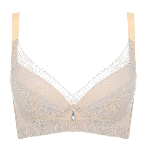 Soutien-gorge grande taille minimisateur WENJUN dentelle fine armatures couleur chair 90B