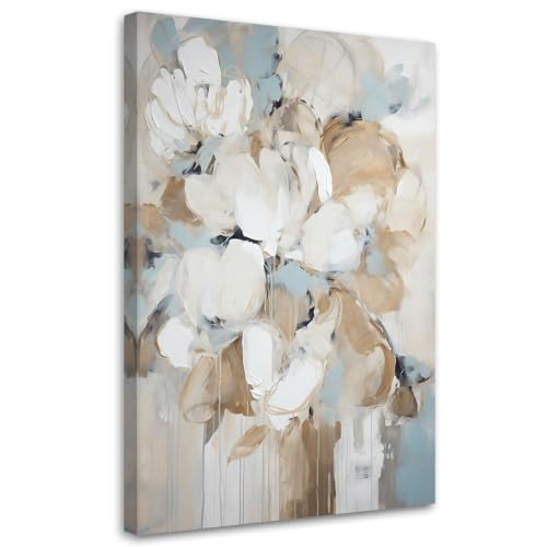 Impresión en lienzo floral abstracto moderno en blanco y azul para oficina (50x70 cm) 2
