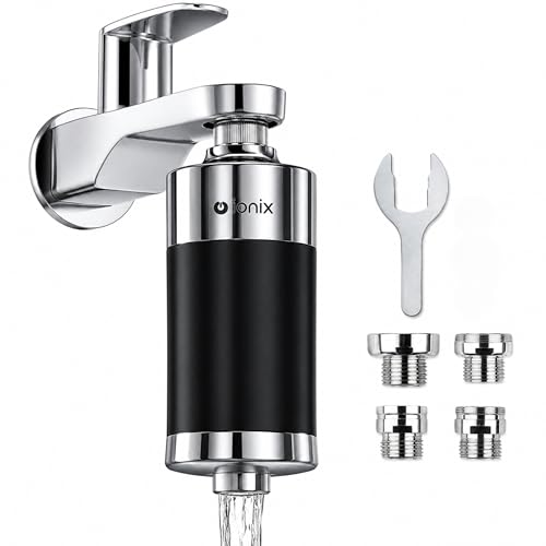 Image of IONIX Tap Filter For Hard Water | Bathroom Hard Water Softener Filter with Universal Faucet Fit & Metal Adaptors, Reduces Chlorine, Sediment & Hard Impurities for Daily Water Use