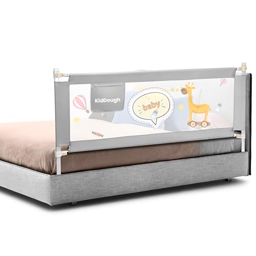 Image of KidDough Bed Rail Guard for Kids Safety 5ft - 1 Side, Grey | Bed Rail for Baby Safety, Adjustable Height, Foldable Safeguard for Baby Proofing