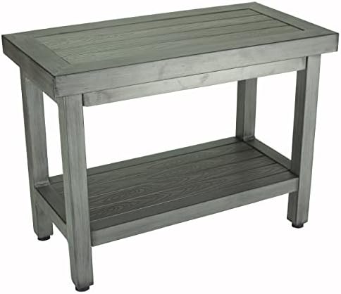 Medline Faux Teak Bathroom Bench, Aluminum Shower Bench with Teak-Like Appearance