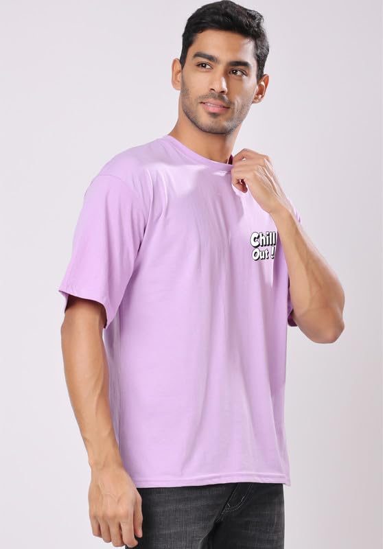 Image of London Hills Men's Cotton Oversized Fit Casual Printed Round Neck, Oversized Drop Shoulder T-Shirt