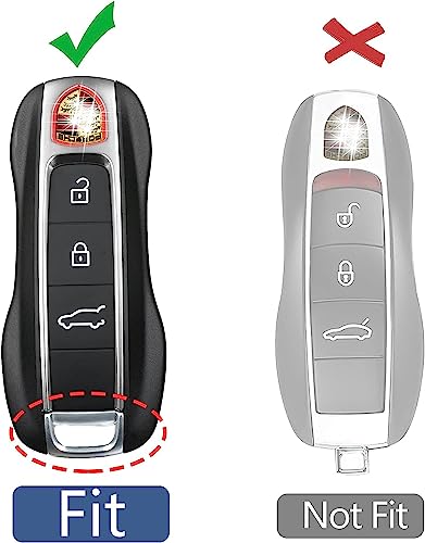 Image of keyzone dual leather key cover for Porsche 911, Cayenne, Panamera, Taycan 3 button smart key