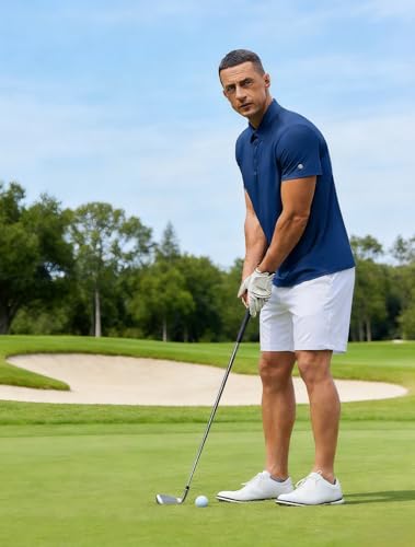 Image of PINSPARK Mens Polo Shirt Performance Moisture Wicking Polo Shirts UPF 50 Golf Shirts for Men Quick Dry Casual Collared Shirt