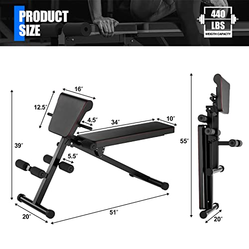 Sporfit Foldable Multifunctional Roman Chair ,Hyperextension Bench For Weight Training And Abdominal Exercise ,Workout Excercise Fitness Bench Max Weight 400Lbs For Home Use #TOP2
