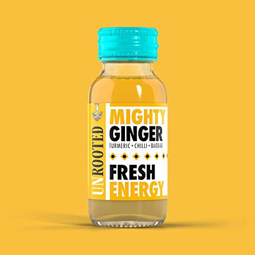 Unrooted - Healthy Energy Shot - Mighty Ginger - Fresh Energy - Turmeric , Chilli & Baobab - 12 x 60ml