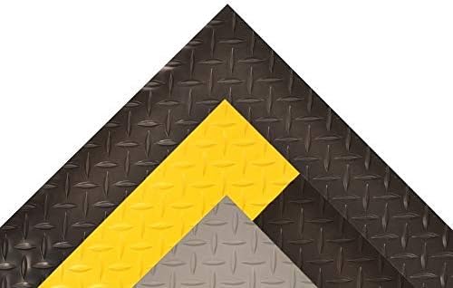 American Floor Mats - Diamond Plate Runner Mats - Durable, Abrasion Resistant Vinyl Mats, Rolls Black, Yellow Edge 3/16" Thick x 5' x 50'