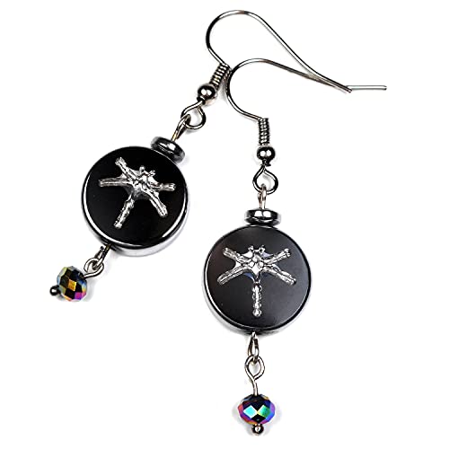 Dainty Reversible Black and Silver Tone Dragonfly Glass