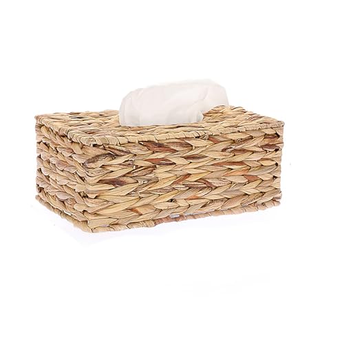 GUDAGUU Tissue Box Cover Rectangular, Farmhouse Woven Napkin Box Tissue Holder, Hand-Made Paper Case Organizer,Boho Decorative Facial Tissue Holder for Vanity Desks Office Bathroom (Large)
