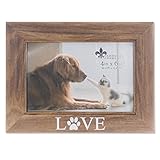 Lawrence Frames 4x6 Walnut Wood Grain Finish Picture Frame with Love & Paw Print Design