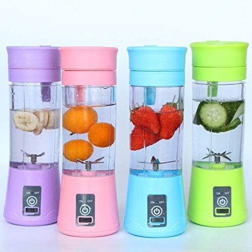 Licuadora portátil, mezclador personal de frutas recargable con USB, mini licuadora para batidos, azul 6